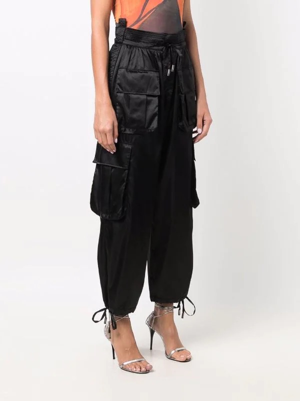 Frieda High-Rise Coated Cargo Trousers Black | ALLSAINTS